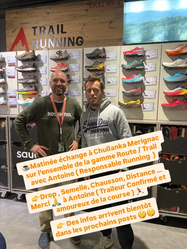 👉 Matinée à Chullanka Merignac pour découvrir la gamme Running avec Antoine ( Responsable Running), Traileur passionné et amoureux de la nature. 

💡 Mon objectif est de pouvoir vous proposer des modèles de chaussures de Running pour l’Analyse du Coureur Nfysio que vous pouvez essayer en magasin.

👟 Nous avons pu échanger avec Antoine sur toutes les marques que vous soyez avec une attaque Talon ou Avant-Pied avec des gammes pour les formats Courts jusqu’à l’Ultratrail. 

📊 Les marques présentes : Salomon, Hoka, Brooks, OnRunning, Scarpa, Rossignol, Altra, Saucony.

🙏 Merci pour cet accueil et pour ces amoureux du sport outdoor. ⛰️ 🚵‍♂️🎿

🏃‍♂️ Abonnez-vous à Nfysio pour avoir toutes les informations sur des parcours Trails , et de prochains Partenaires 👍👍👍
#nfysio #bordeaux #courseapied #marathontrainning #nobullshitjustrunning #instarun #courir #runningfrance #performancerun #runningbordeaux #kine #course #bordeaux #labrede #prepamarathon #entraînement #runstoppable #chullanka_outdoor_sports #chullanka #chullankamerignac