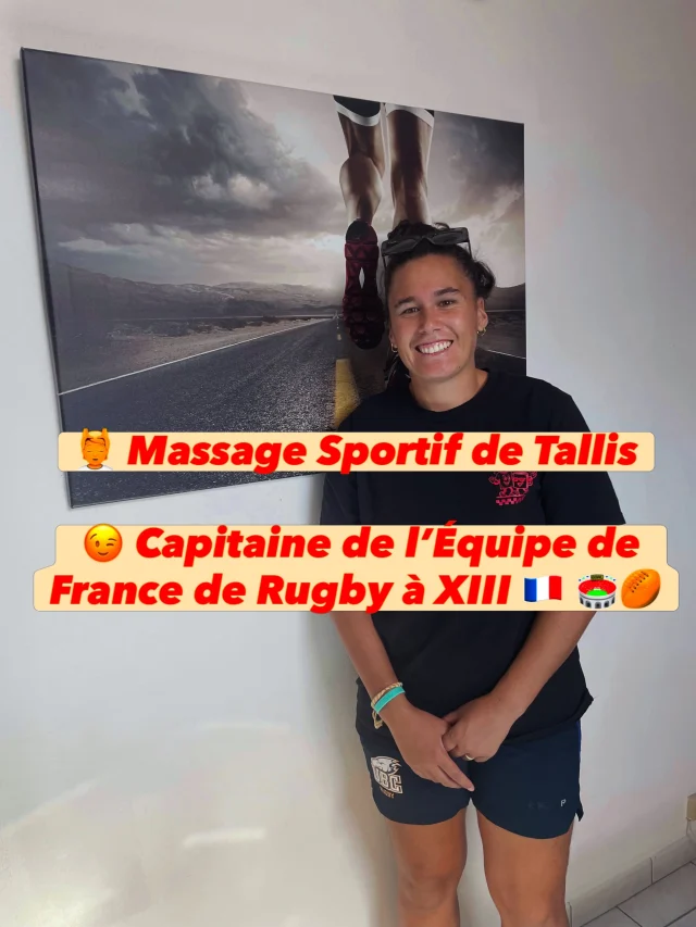 🏋️ Massage sportif de Tallis.

🏉 Son Sport: Rugby à XIII et XV.
- Capitaine Équipe de France 🇫🇷 de Rugby à XIII. 
- Joueuse au Club de Begles ( Rugby XIII )
- Joueuse au Stade Rochelais ( Rugby XV ) 

🏆 Objectif : Préparer la Coupe de Monde Rugby à XIII 
du mois d’octobre en Australie 🇦🇺 .

😉  Nous travaillons en kinésithérapie et en massage sportif individuel pour optimiser certaines mobilités nécessaires à sa pratique. 

👍 Résultats : Nous avons fait deux séances et déjà elle ressent des améliorations nettes sur les accélérations 🚀 .

🙏 Très reconnaissant à Tallis de me faire confiance pour sa préparation. 

@nfysio @tallisxo @ffrxiii @rcbegles_xiii @staderochelais